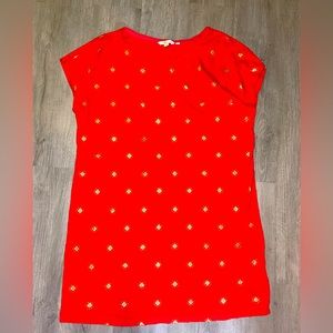 Boden Shirt dress red gold print